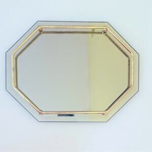 Vintage Gold Rim Mirror Vanity Tray Perfume Makeup Jewelry Cosmetic